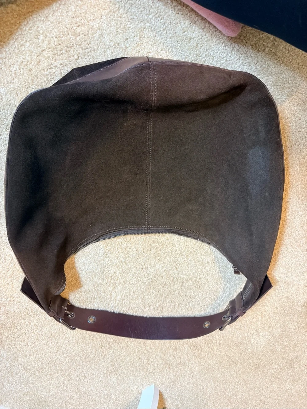 Vintage Banana Republic Dark Brown Suede and leather Hobo Bag